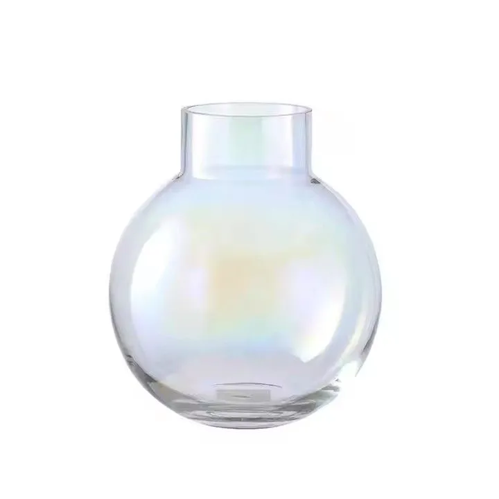 Nordic Ball Straight Mouth Colorful Glass Vase Living Room Desktop Flower Arrangement Water Vase