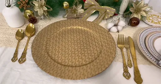 circular rose gold charger plates