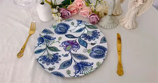 blue-and-white decal serve plate