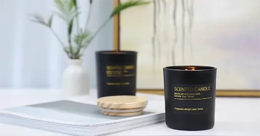 black glass scented candle