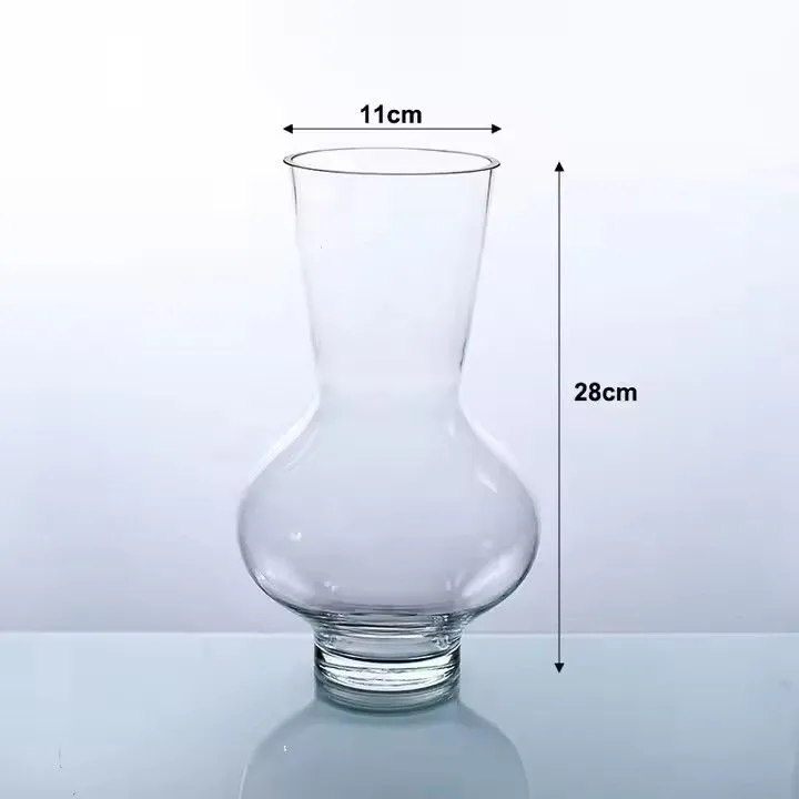 Wholesale colorful round shape 28cm tall decorative transparent vase clear cylinder glass flower vases for home decoration