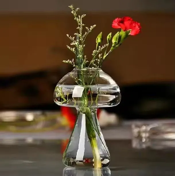 Creative home mushroom glass vase hydroponics vase for furnishing