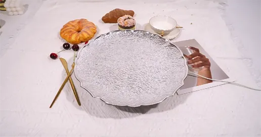 silver plated fruit tray round plastic