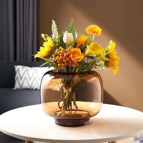 Luxury Colored Round Ball Shape Fish Bowl Home Decor Flower Glass Vase for Wedding