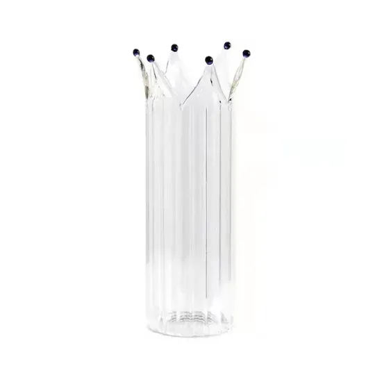 Nordic Style Little Prince Crown Design Glass Flower Vase for Living Room Hotel Model Room Decoration