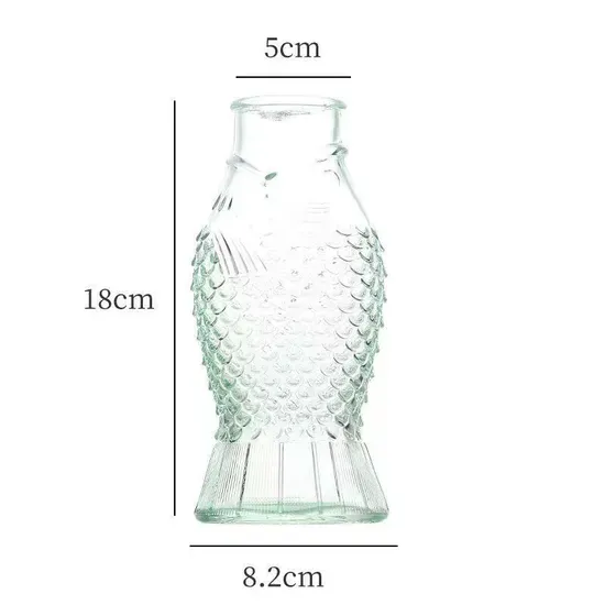 Glass Vase in The Shape of a Fish Vase Clear for Flowers