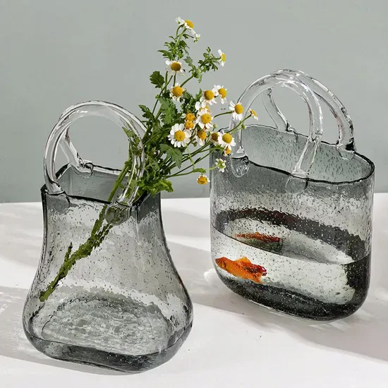 Modern Grey Decorative Flower, 24cm Antique Square Large Centerpiece Transparent 10" Clear Cylinder Glass Vase