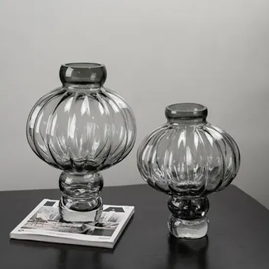 Chinese Supplier Vibrant Blue Vase Glass Round Pumpkin Bud Modern Nordic Colored Glass Vase