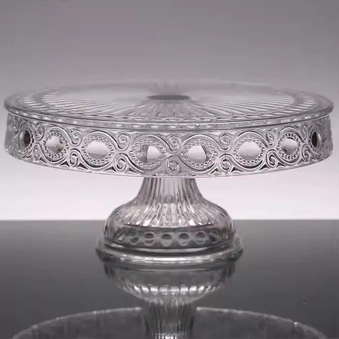 High Quality Transparent Glass Cake Plate With Cover