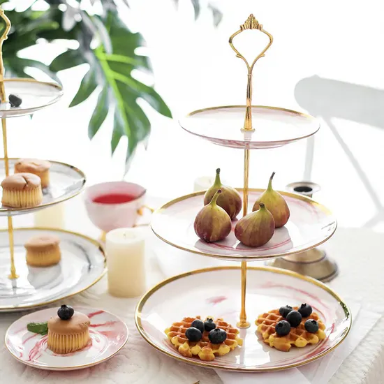 Display Tower Tray Wedding Bandejas De Tortas 3 Tier Porcelain Cupcake Cake Tier Stand