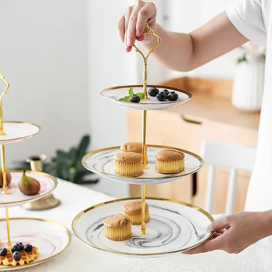 Display Tower Tray Wedding Bandejas De Tortas 3 Tier Porcelain Cupcake Cake Tier Stand