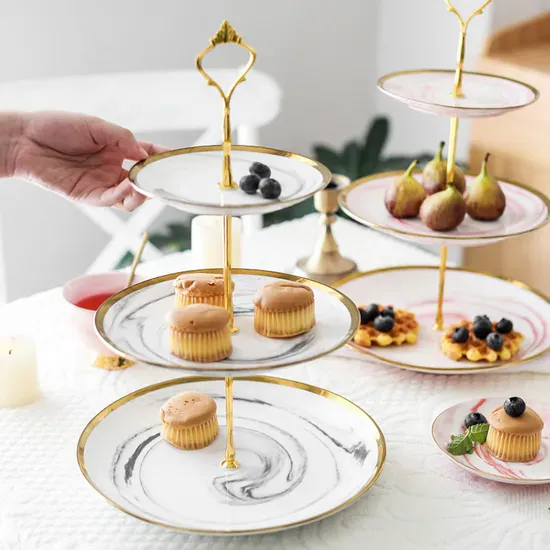 Display Tower Tray Wedding Bandejas De Tortas 3 Tier Porcelain Cupcake Cake Tier Stand
