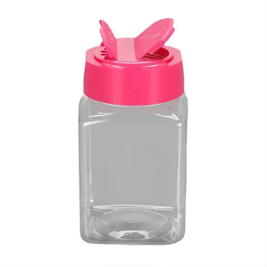 Double Opening 60ml 2oz Square Plastic Spice Jar Bottle Clear Plastic Jars
