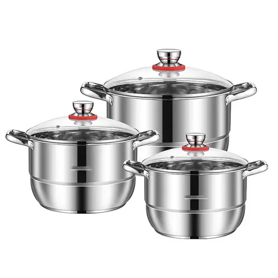 Multifunctional Stackable Steamer Pan Soup Stock Pots for Cooking 3 PCS 4PCS Cookware Stainless Steel Soup Pot