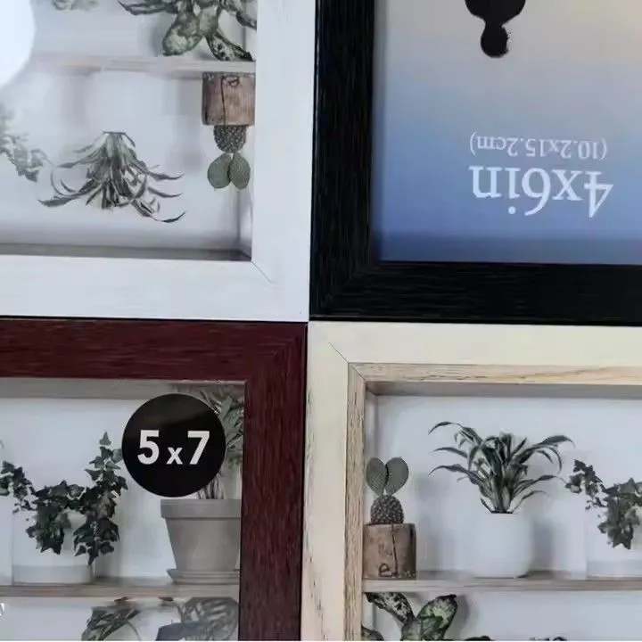 Home Decorative Picture Frame with Mat Desktop Display Black White Wood Color Photo Frame