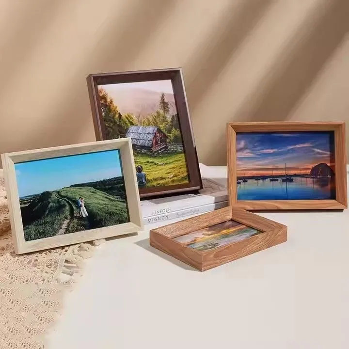 Eco-friendly Solid Frame Display Pictures Photo High Translucent Plexiglass MDF Wood Picture Frame