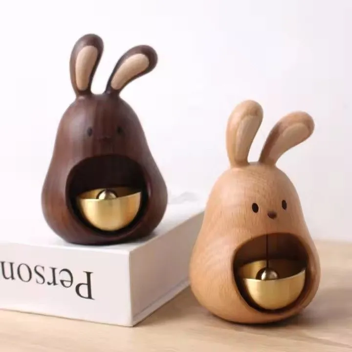 Dopamine Wind Chime Hanging Brass Bells Housewarming Gift Decorative Rabbit Magnetic Wooden Doorbell