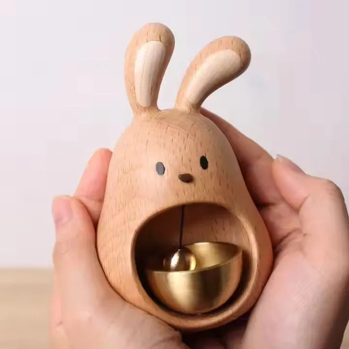 Dopamine Wind Chime Hanging Brass Bells Housewarming Gift Decorative Rabbit Magnetic Wooden Doorbell