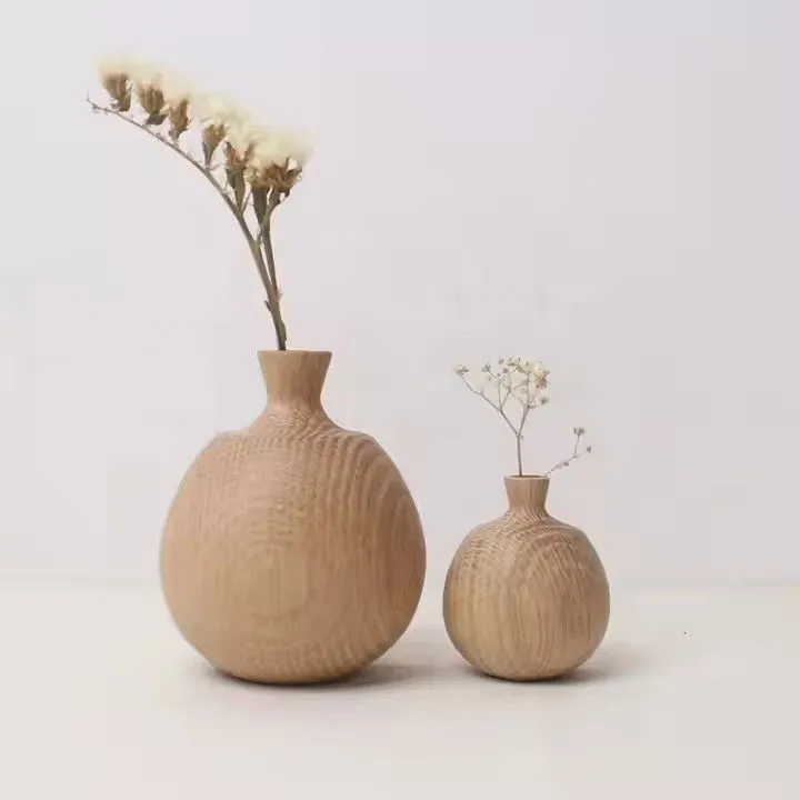 Design Wood Flower Vase Home Office Wedding Tabletop Decorative Wooden Vase