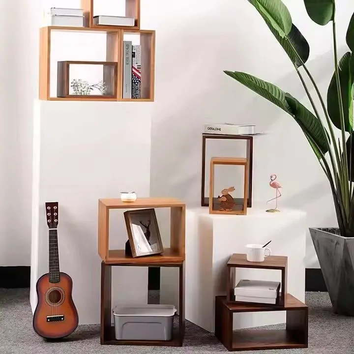 Multifunctional Bedside Shelving Display Storage Wood Shelves Cube Cabinet Wooden Shelf Storage Bookcase