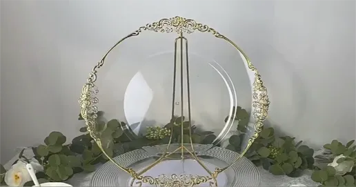 reef gold rim clear charger plates