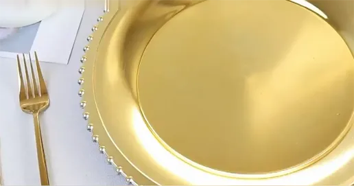 gold beaded charger plate