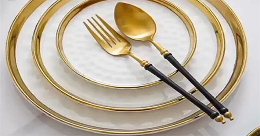 gold rim ceramic plates