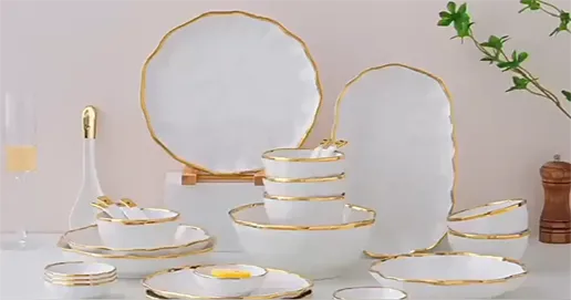 gold rim dinnerware set