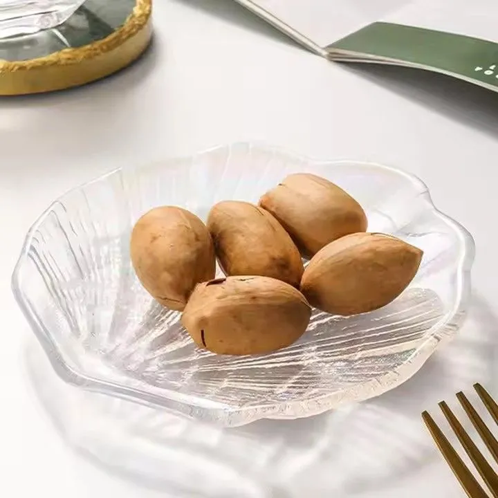 Luxury Elegant Glass Decoration Desert Christmas Appetizer Serving Tray Charger Plates for Wedding