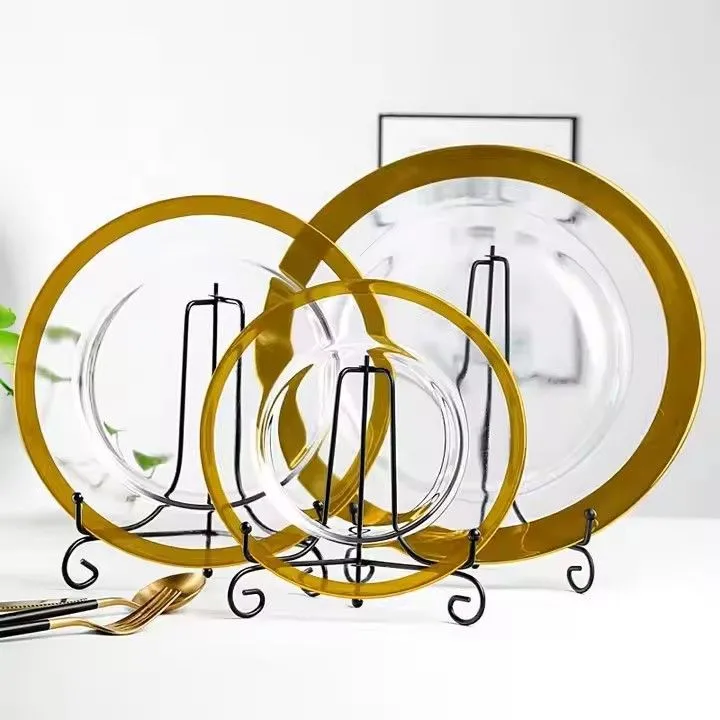 The Wholesale New Designed Wide Gold Rim Wedding Party Decoration Plate