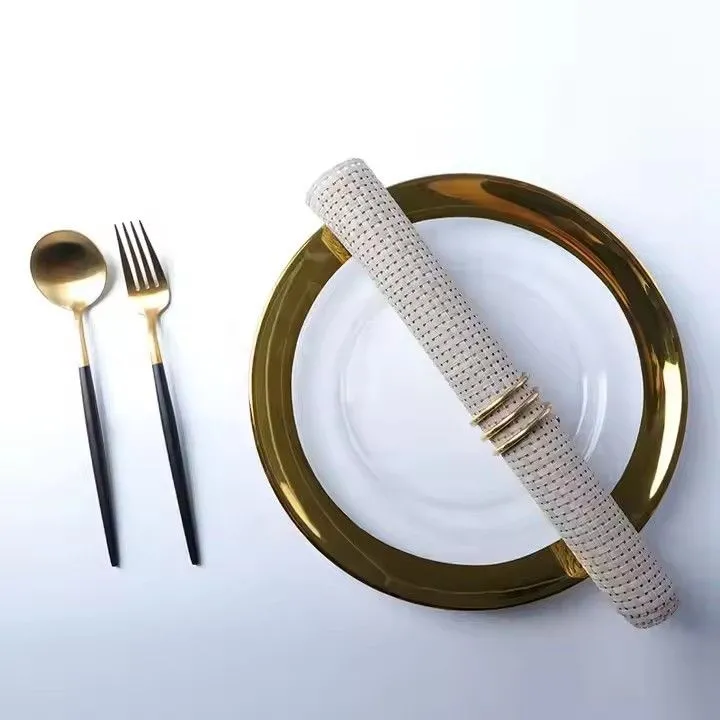 The Wholesale New Designed Wide Gold Rim Wedding Party Decoration Plate