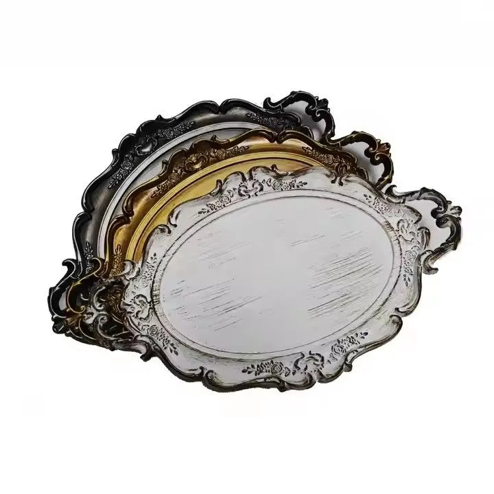 Wholesale Golden PP Tray for Wedding Party or Candy Cookie Gold Rice Dish Plate