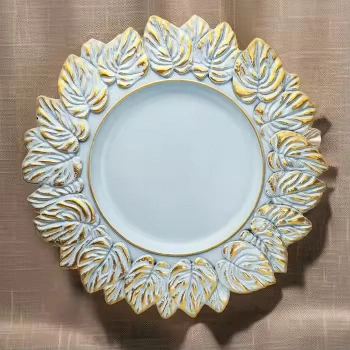 Wholesale Plastic Plates Luxury Purple/White/Green/Black/Orange PP Charger Plates for Weddings or Party