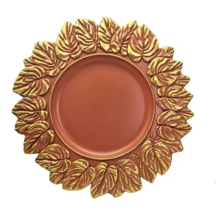 Wholesale Plastic Plates Luxury Purple/White/Green/Black/Orange PP Charger Plates for Weddings or Party