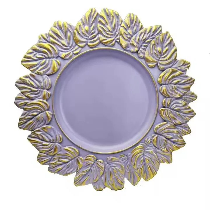 Wholesale Plastic Plates Luxury Purple/White/Green/Black/Orange PP Charger Plates for Weddings or Party