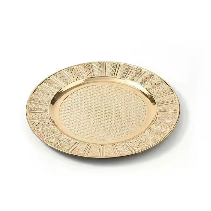 High Quality Gold Plastic Chargers for Weddings and Restaurants-Hotel Dinner Under Plates