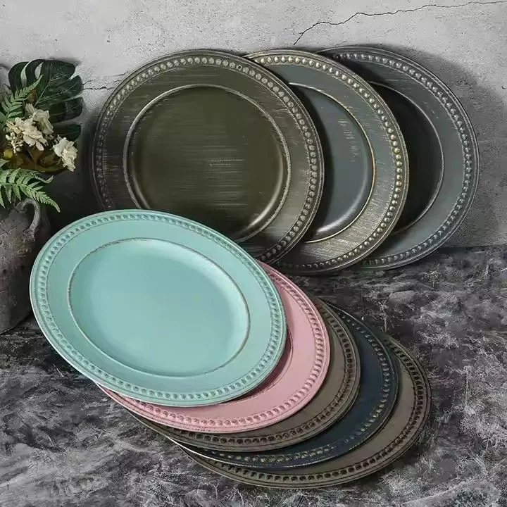 13" Round Charger Plates Vintage Plastic Charger Plate Wedding Dinner Christmas Under Plates