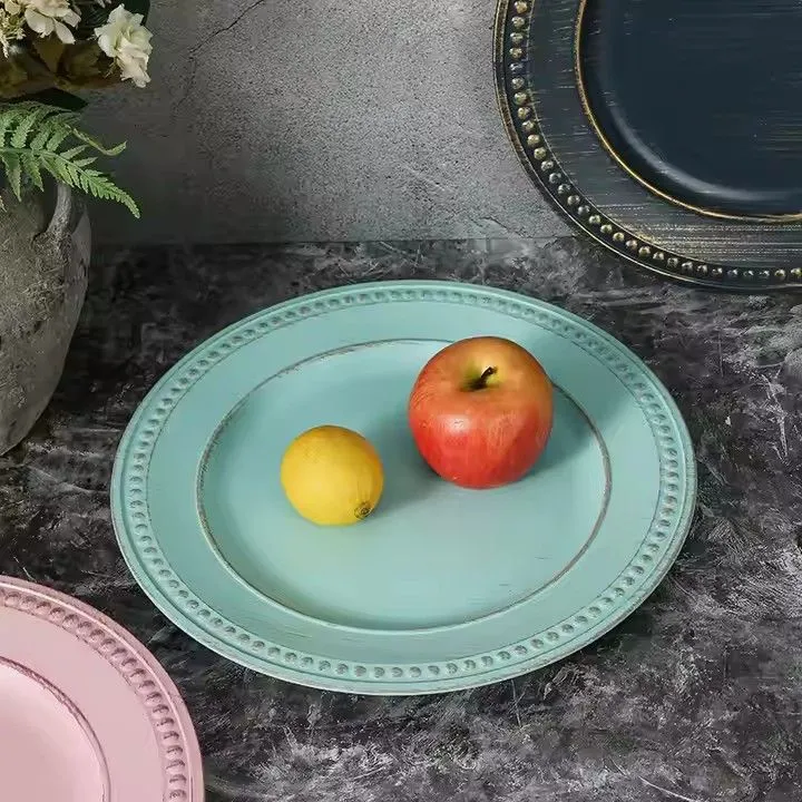 13" Round Charger Plates Vintage Plastic Charger Plate Wedding Dinner Christmas Under Plates