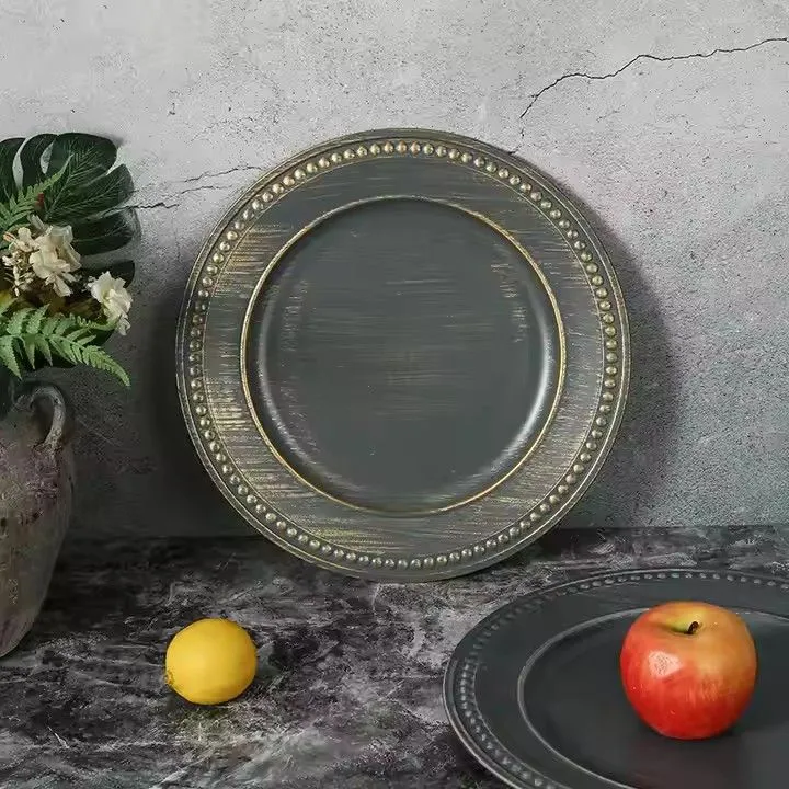 13" Round Charger Plates Vintage Plastic Charger Plate Wedding Dinner Christmas Under Plates