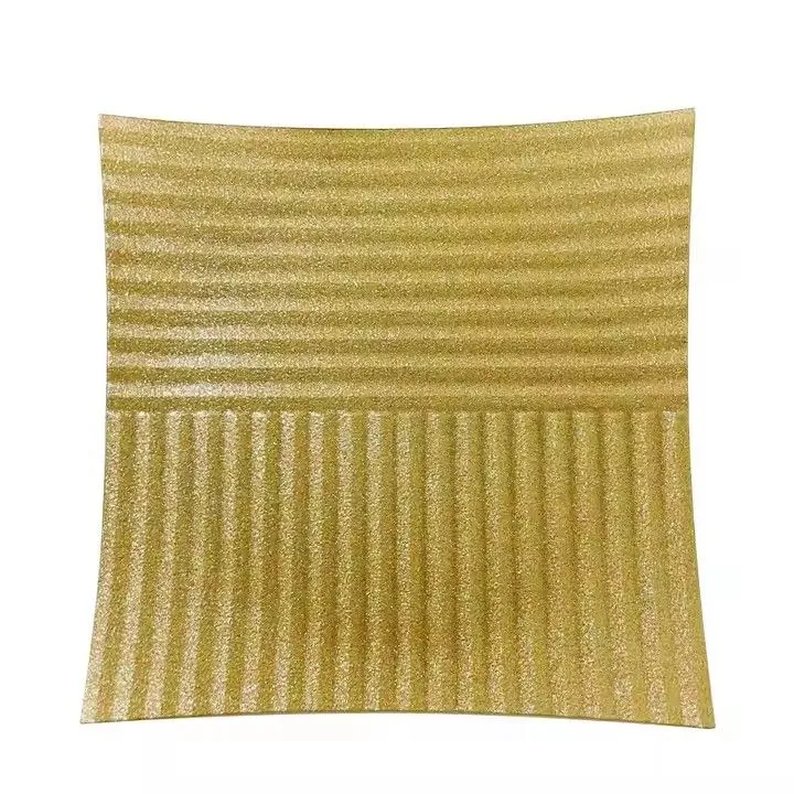 New Style Simple Gold Square Stripe Shape Plastic Plate Wedding Event Party Dining Room Charger Plate