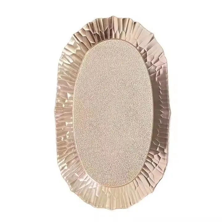 Wholesale Disposable Rectangle Oval Gold Charger Plates Sustainable Plastic Europe Wedding Parties Events Solid Fruit Plate