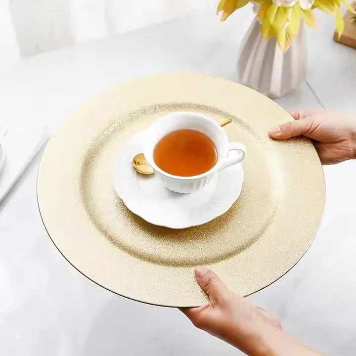 Wholesale Bulk Fashion Plastic Charger Plates 13 Inch Sliver Gold pink Wedding Party Luxury Plate