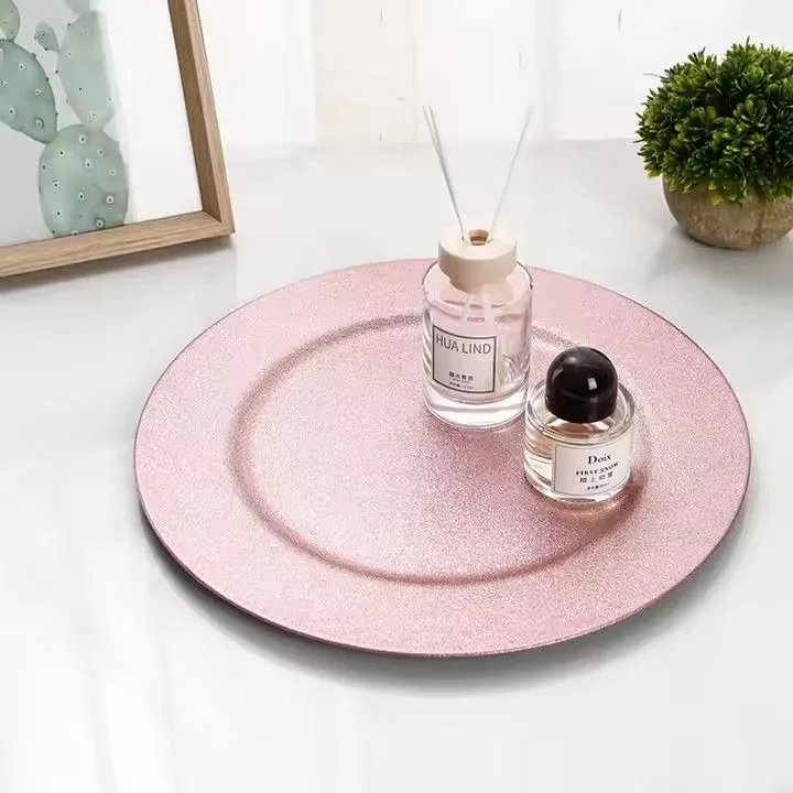 Wholesale Bulk Fashion Plastic Charger Plates 13 Inch Sliver Gold pink Wedding Party Luxury Plate