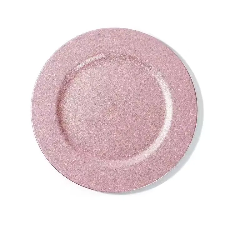 Wholesale Bulk Fashion Plastic Charger Plates 13 Inch Sliver Gold pink Wedding Party Luxury Plate