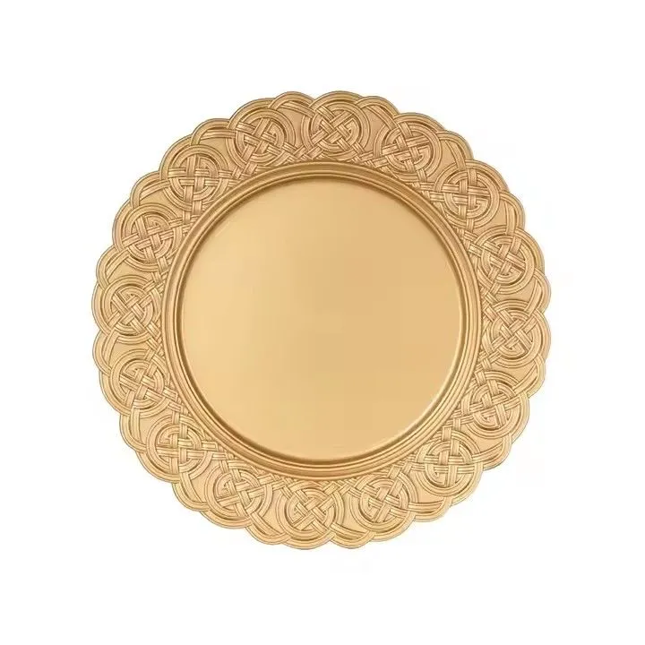 High Quality Gold Charger Plates With Diamond Pattern Modern Style Decorative Plate for Home Banquet Wedding Events Packaging