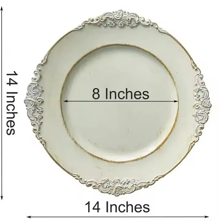 China Design Rose Gold Disposable Plastic Plates Modern Round Style Sustainable Wedding and Party Dishes Wholesale Plate Dish