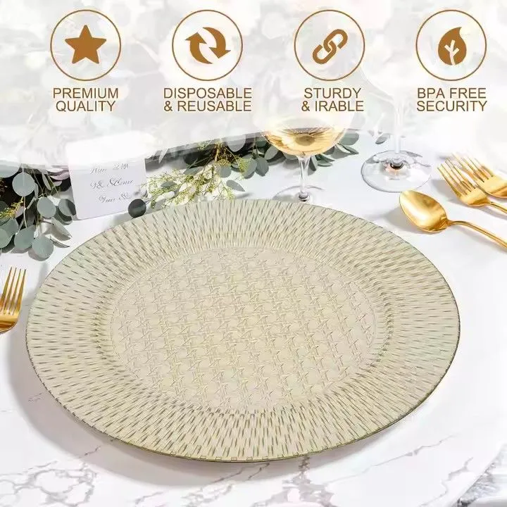 Electroplated PP Plastic Plate Household Living Room Fruit Plate Western Restaurant Plate