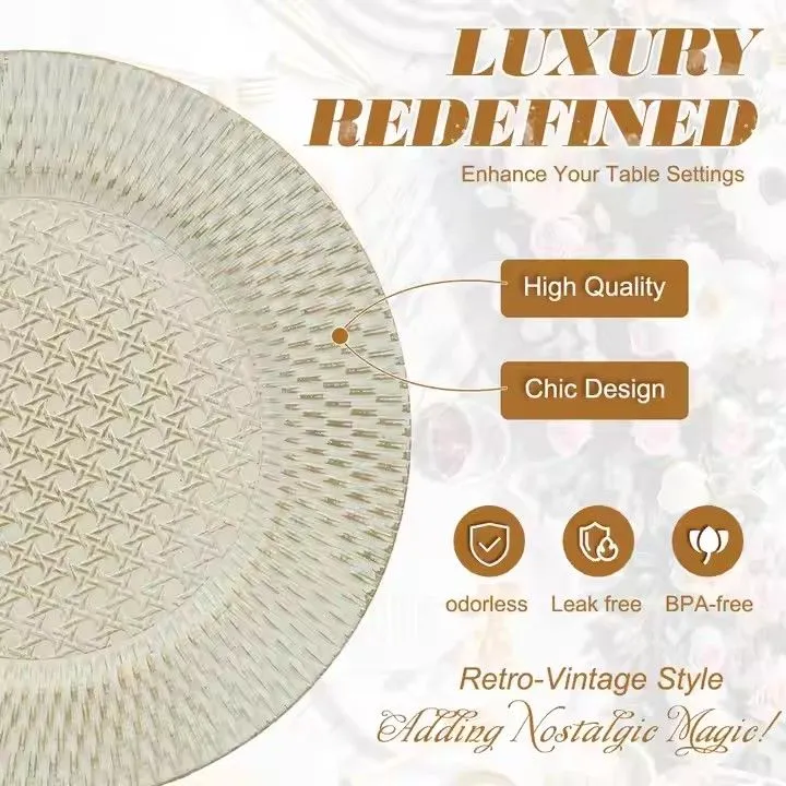 Electroplated PP Plastic Plate Household Living Room Fruit Plate Western Restaurant Plate