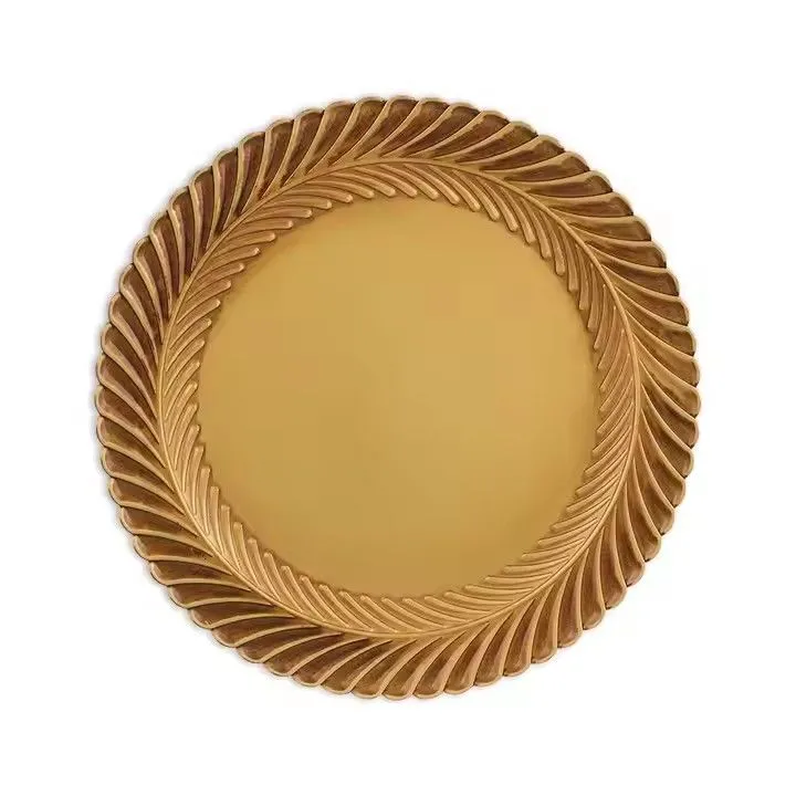 Wholesale Wedding Decoration Supplies Plastic Elegant Charger Plate 13 Inch Round Gold Reef Charger Plates