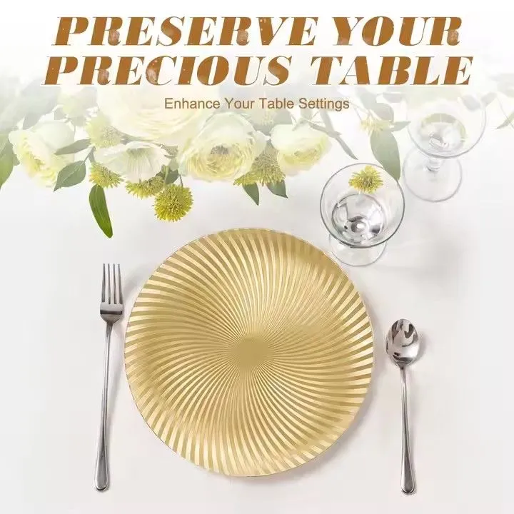 Wholesale Elegant 13 Inch Gold Reef Charger Plates Sustainable Round Design Style European Wedding Decoration for Parties